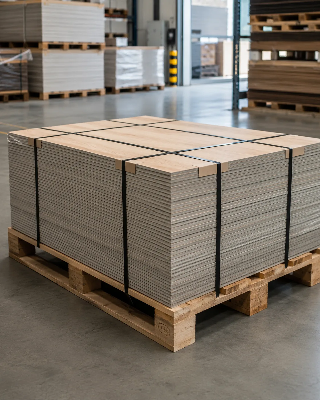 Pallet de 150 placas HPL importadas de Europa a México
